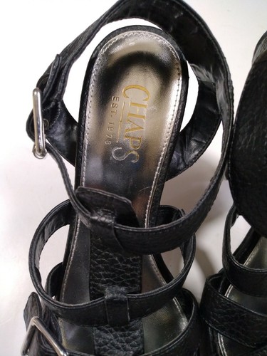 Chaps Shoes Women Size 7 Black Sandal - Picture 2 of 8