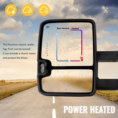 Pair Tow Mirrors For 2014-2019 Chevy Silverado GMC Sierra Power Heated LED Light - Foto 4 di 9