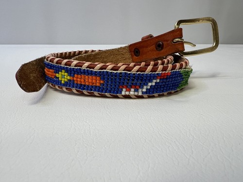 Vintage 1990’s Western Beaded Belt Colorful Size 28