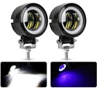 2pcs 3inch Round LED Work Light Bar Spot Pods Blue Halo Driving Fog Offroad 4WD