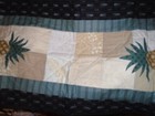 Quilted Pineapple Design Table Runner Handmade patchwork blacks beige green