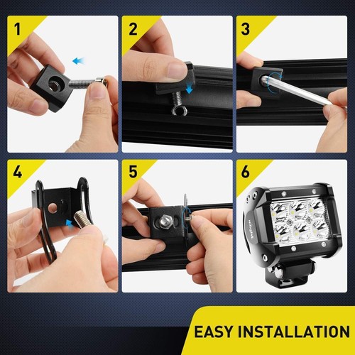 Nilight 2PCS Mounting Base Bracket LED Light Bar Slide Mount 2 Black - Foto 3 di 7