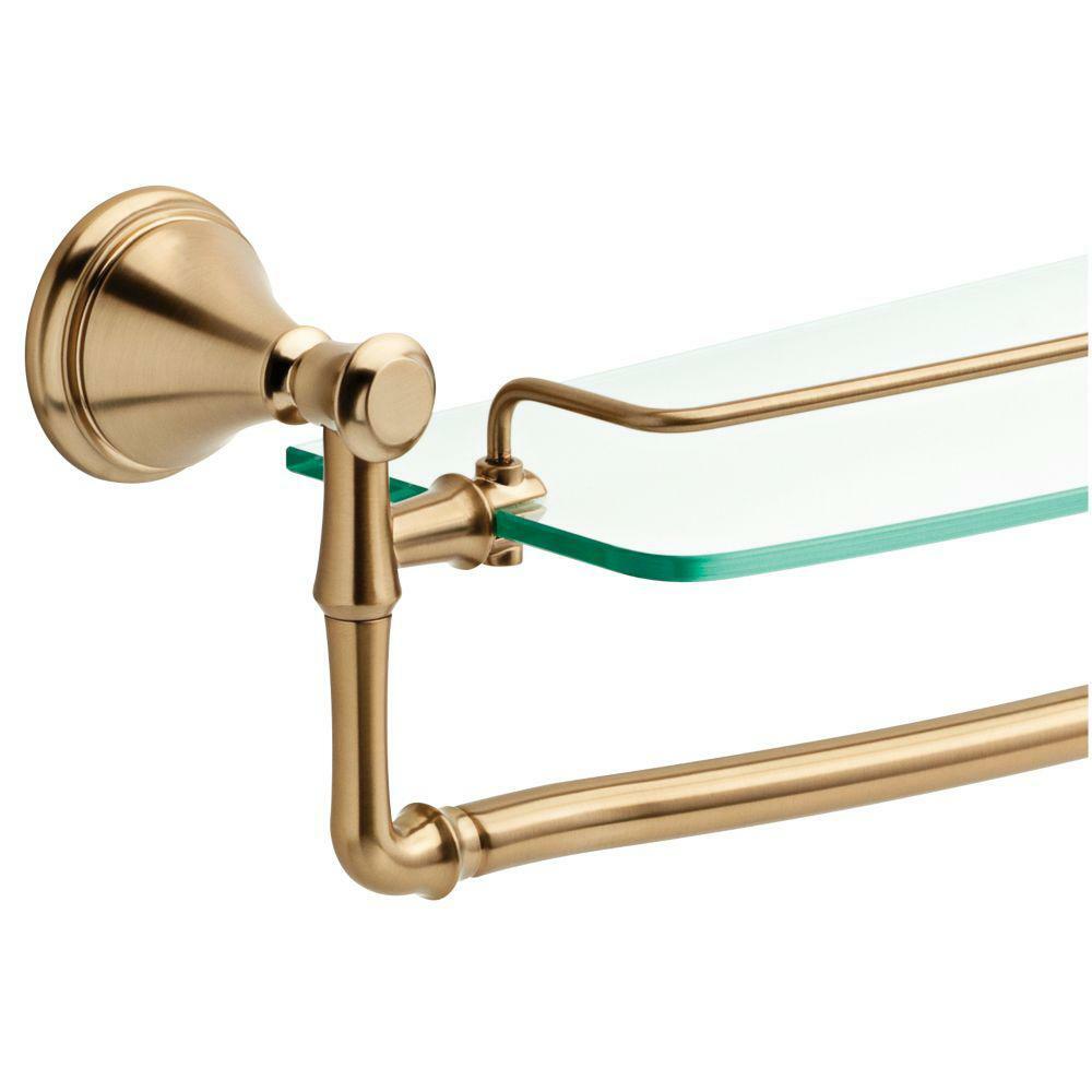 Delta Cassidy 22.5 in. W Glass Bathroom Shelf with Towel Bar in Champagne Bronze Limitowana ilość