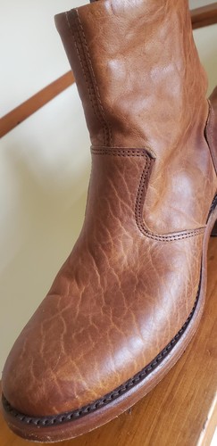 Vintage Marke Leder seitlicher Reißverschluss gebraucht hellbraun Herren 10 M Made in USA - Bild 7 von 21