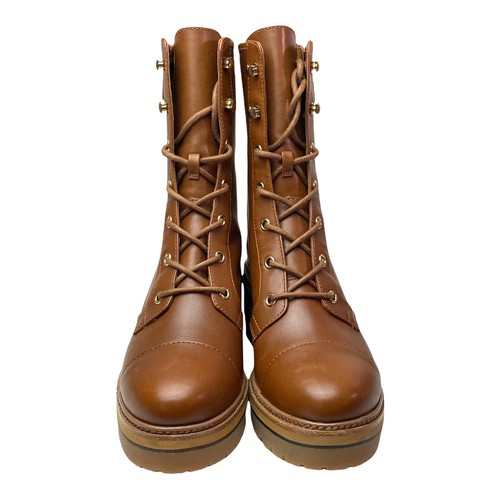 Michael Kors Damen 6 Anaka Leder Plateau Kampfstiefel Cognac - Bild 2 von 5