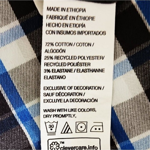 Izod Classic Plaid Button-Down Shirt Blue, B&W Check Pattern Long Sleeve Sz XXL - Picture 9 of 12