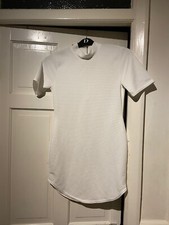 Boohoo White Curved Hem Dress Size 12