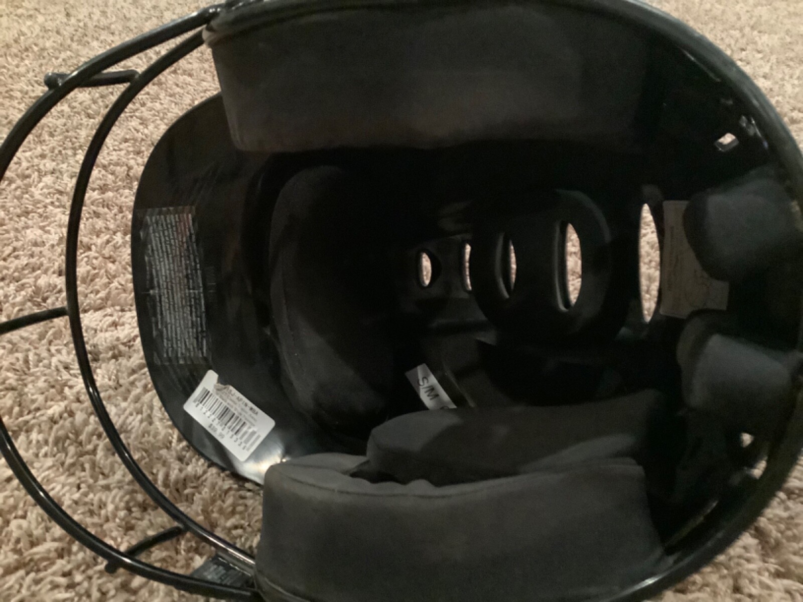 Rip-It youth Softball helmet size S/M 6-6 7/8- black with white stripes