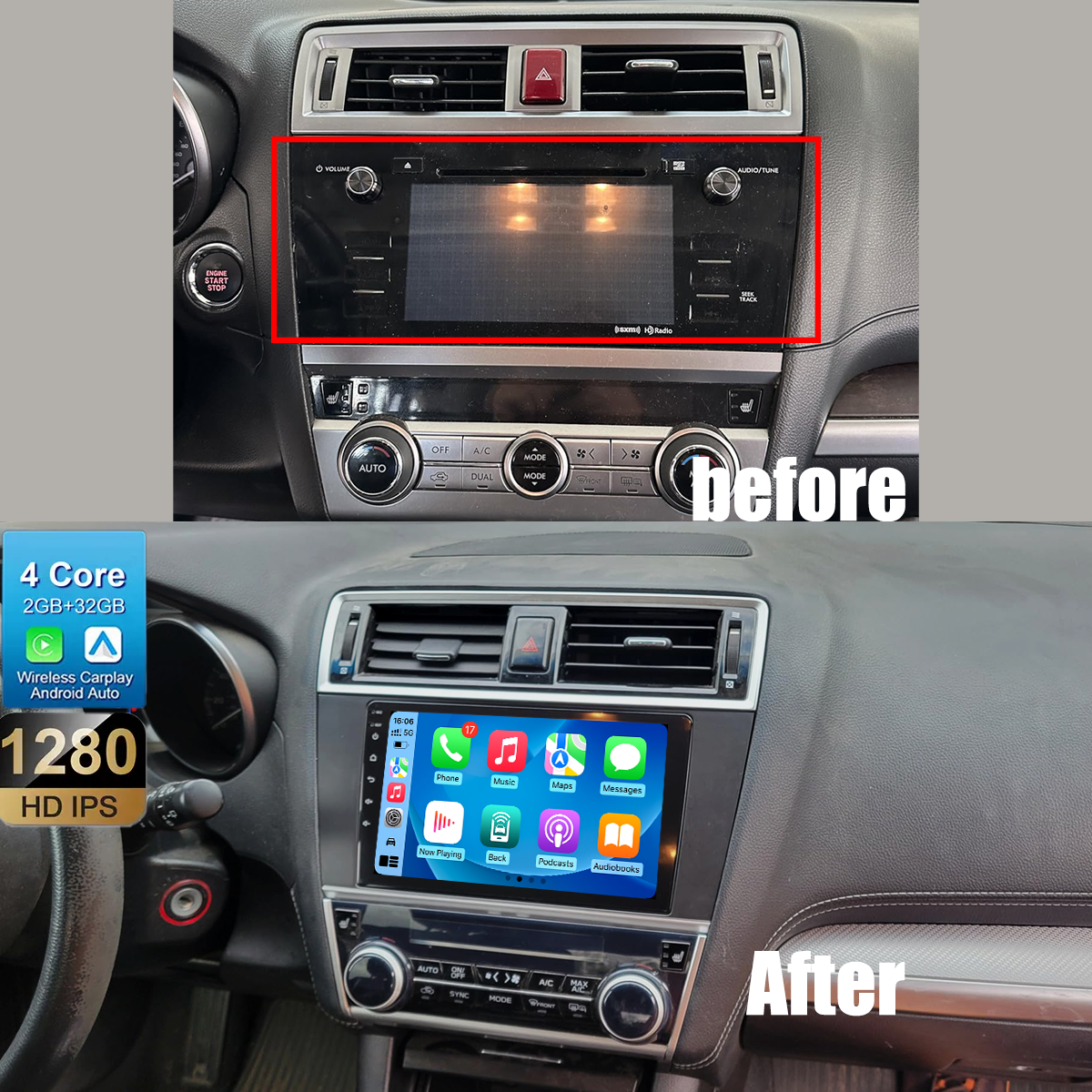 For 2015-2018 Subaru Legacy Outback Apple Carplay Android Car