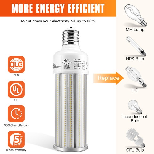 UL 54W LED Corn Light Bulb 6543LM 5000K Replace 175W MH/HPS Home Garden Lamp DLC - Bild 6 von 7