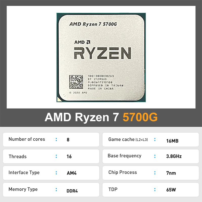 AMD Ryzen 7 5700G Desktop Processor 8-Core 16-Thread | eBay