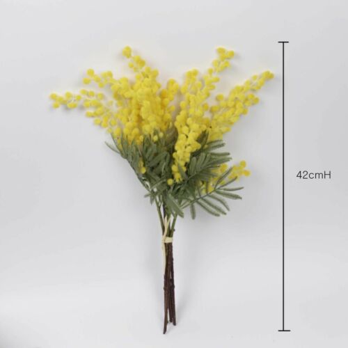 5 Stems Wattle Bouquet 42cmH Australian Native Artificial Flower Faux Mimosa - Picture 7 of 7