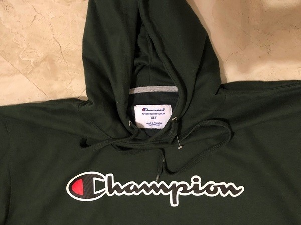 Champion Fashion Hoodie XL Tall Dark Green Cursive Script Logo
