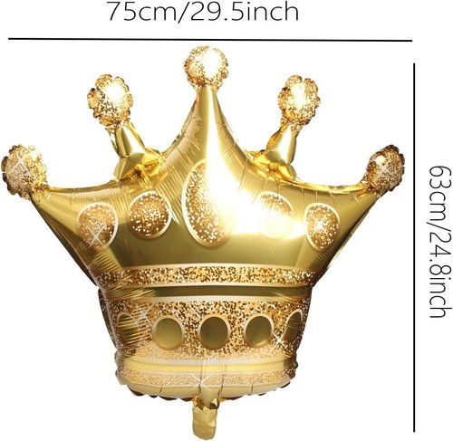 50 Pcs Wholesale - 3 Pcs  Gold Crown Foil Balloons Princess Birthday Party Decor - Picture 2 of 2