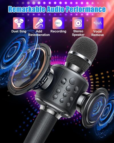 Micrófono De Karaoke Para Niños Y Adultos Inalámbrico Bluetooth Para Fiestas NEW - Picture 2 of 8