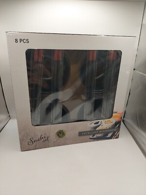 Sushi Set für 4 Keramikschalen mit Bambus Essstäbchen Top Haushaltswaren