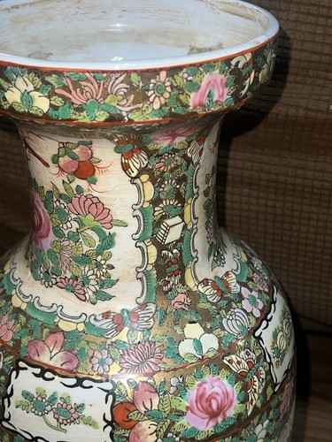 LARGE Antique Chinese Canton Famille Rose Medallion Porcelain Vase STUNNING - Picture 4 of 16
