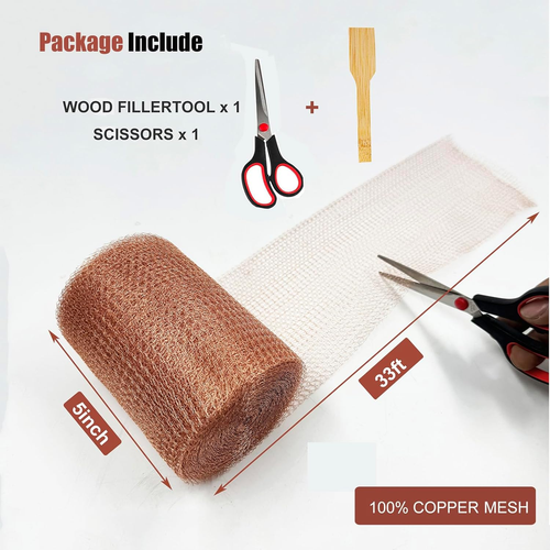 Copper Mesh Rodent Control Roll 5"x33ft Rustproof Wire Wool Mice Rat Stopper - Picture 5 of 10