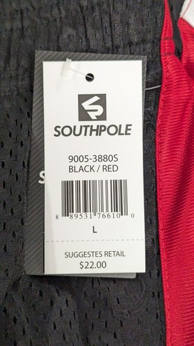 Southpole Boys L Black Red Athletic Basketball Shorts Polyester Mid Rise Pull On - Picture 8 of 11
