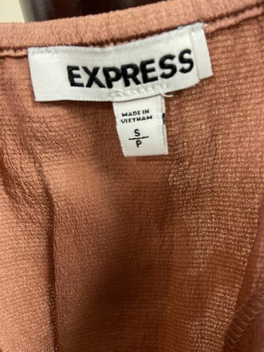 Express Brown Silk Top Women’s Size Small Beautiful - Picture 6 of 7