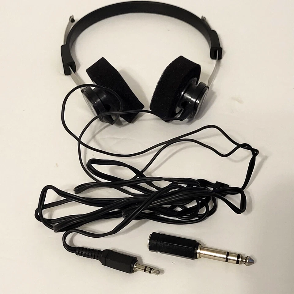 Vtg Labtec LT30 Headphones Stereo 3.5mm 1/4" plug 5ft Cord Computer Audio Retro - Image 3 of 4