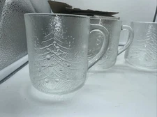 Set of 4 Les Verreries De Saint Gobain Duralex Christmas Mugs Tempered Glass New