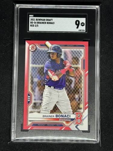2021 Bowman Draft Brainer Bonaci Red 3/5!🔥 SSP SGC 9! Paper - Picture 6 of 6