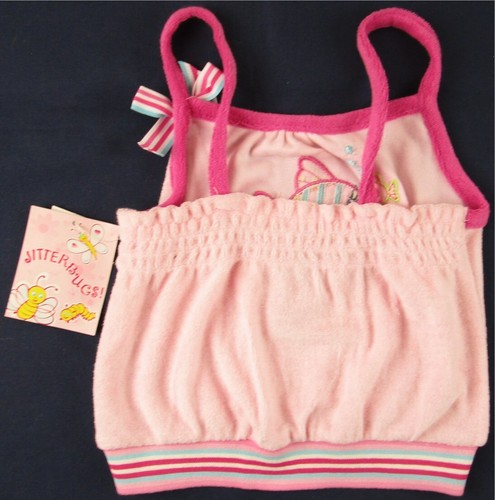NWT Jitterbugs Girl's Appliqued Fish Pink Terry Spaghetti Strap Top, 4 - Picture 2 of 2