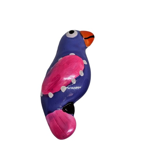 Broche de pájaro multicolor vintage pintado a mano broche de loro prendedor rosa púrpura - Imagen 5 de 9
