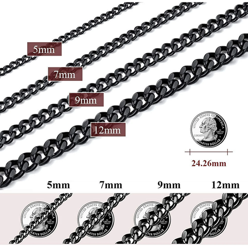 Necklace Chain for Men Women Black Chunky Hip Hop Cuabn Chains for Birthday Chri - Bild 7 von 12