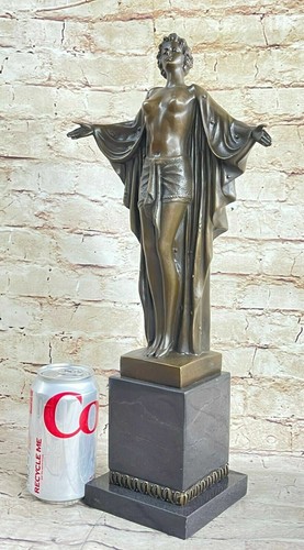 Art Nouveau Elegant Bronze Statue Sculpture Dancer Nude Woman Classic Decor LRG - Picture 2 of 7