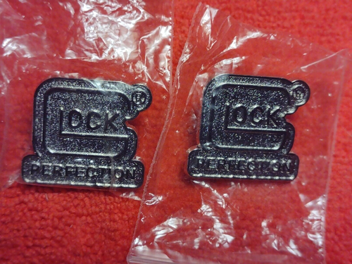 GLOCK PERFECTION Two Hat Vest Lapel Range-bag Pins SHOT-SHOW NOS NIP Silver 2 - Picture 10 of 10