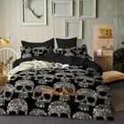 Black Golden Skull Single/Double/Queen/King Size Bed Quilt/Doona/Duvet Cover Set