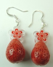 Teardrop Red Sponge Coral Earrings  Acrylic Flowers Handmade Statement