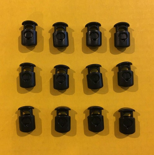 12 pcs Black Double Cord Lock Plastic Spring Lock Toggle Stop Made in USA - Picture 1 of 7