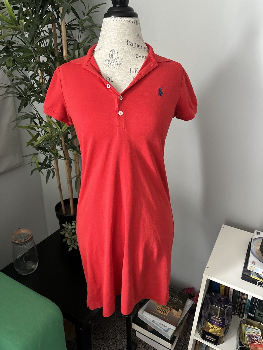 Ralph Lauren Polo Dress Size Small Women Red Short Sleeved Shirt Dress eBay