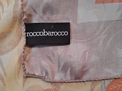 SCIARPA QUADRATA 34" VINTAGE AUTENTICA ROCCOBAROCCO ARTE FLOREALE BEIGE ROSA SETA - Foto 5 di 6