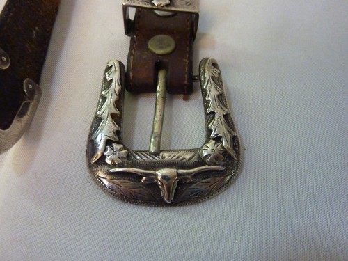 Raro Cinturón Ralph Lauren De Colección con Hebilla de Cuerno Largo de Plata de Ley 3 Piezas 32 - 37" - Imagen 8 de 11