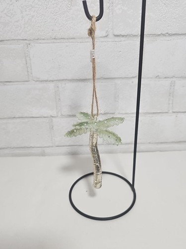 Pottery Barn Palm Tree Hanging Christmas Glass Mercury Glitter Ornament Vintage - Picture 5 of 8