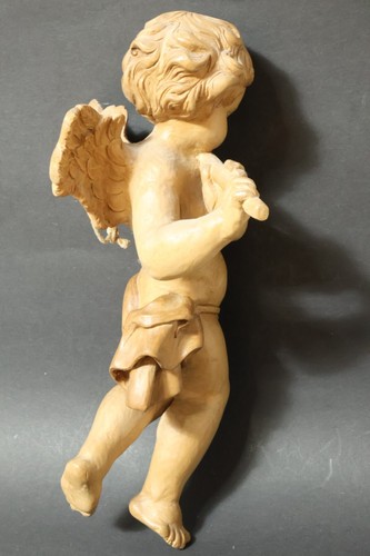 Alte 31cm gr. geschnitzte Holzfigur Holz Figur Putto Holzengel Puttofigur Engel - Bild 8 von 12