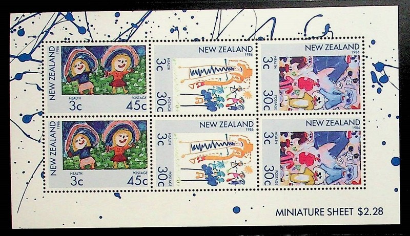 NEW ZEALAND Sc B126a NH SOUVENIR SHEET OF 1986 - CHILDREN'S ART - (DL24)