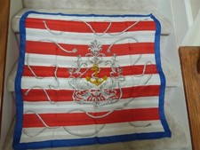 Vintage 1980s Italian polyester scarf Nautical crest rope - red white blue gold