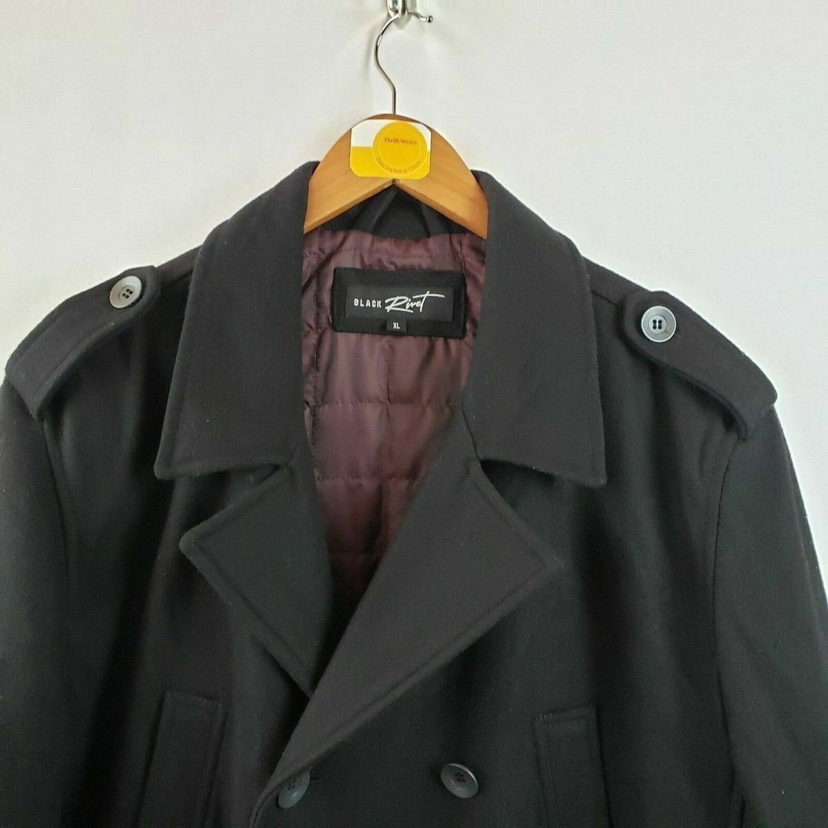 Black rivet peacoat mens Clearance
