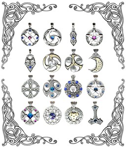 New Nordic Lights Celtic Cross Pendant Necklace Pewter Blue Crystal Viking Norse New Nordic Lights Celtic Cross Pendant Necklace Pewter Blue Crystal Viking Norse
