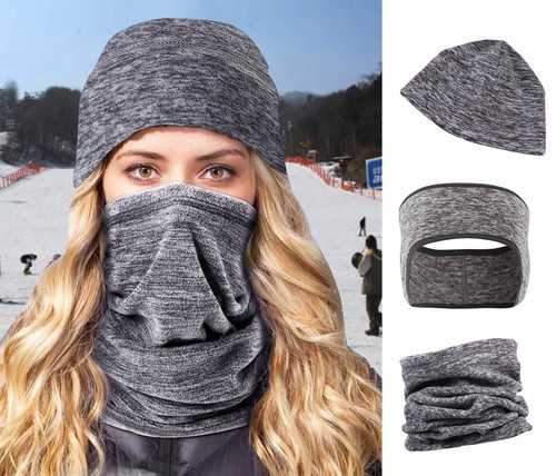Winter Warm Cap Hat Neck Gaiter HeadBand Set Soft Quality for Outdoor Sports - Bild 3 von 10
