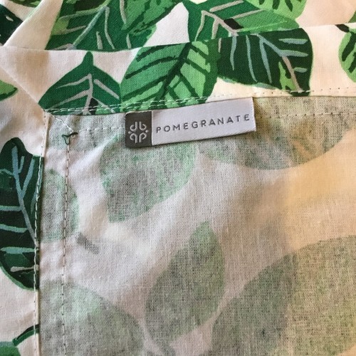 Pomegranate Inc Cotton Set Of 3 Napkins & 4 Placemats! Green Leaves Ribbon Trim! - Picture 4 of 5