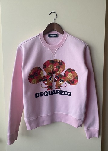 DSQUARED2 mouse print SWEATSHIRT PINK HOODIE Cotton - Picture 2 of 7