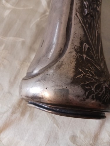 RARE Silver Plate Victorian Repouse Tall Vase By Simpson Hall Miller & Co - Picture 13 of 24