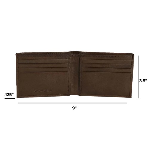 Men's Top Grain Leather Wallet Bifold RFID Protection USA American Flag Embossed - Picture 15 of 18
