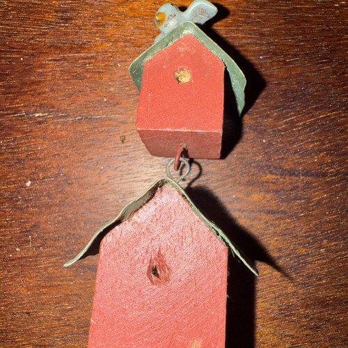 Primitive Rustic Wooden Bird House With Metal Roof Christmas Ornament - Picture 3 of 4